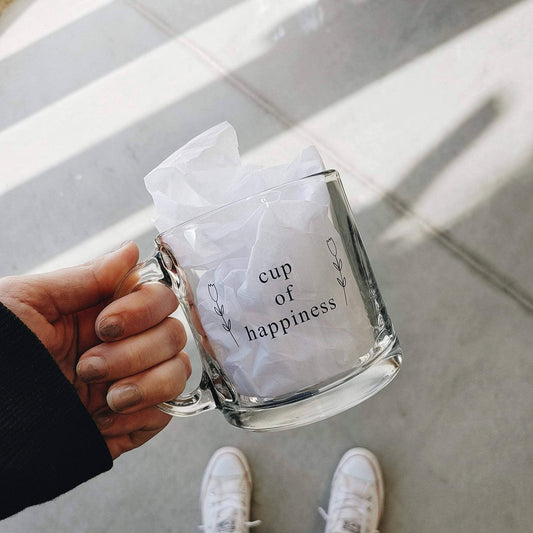 Cup of Happiness Glass Coffee Mug