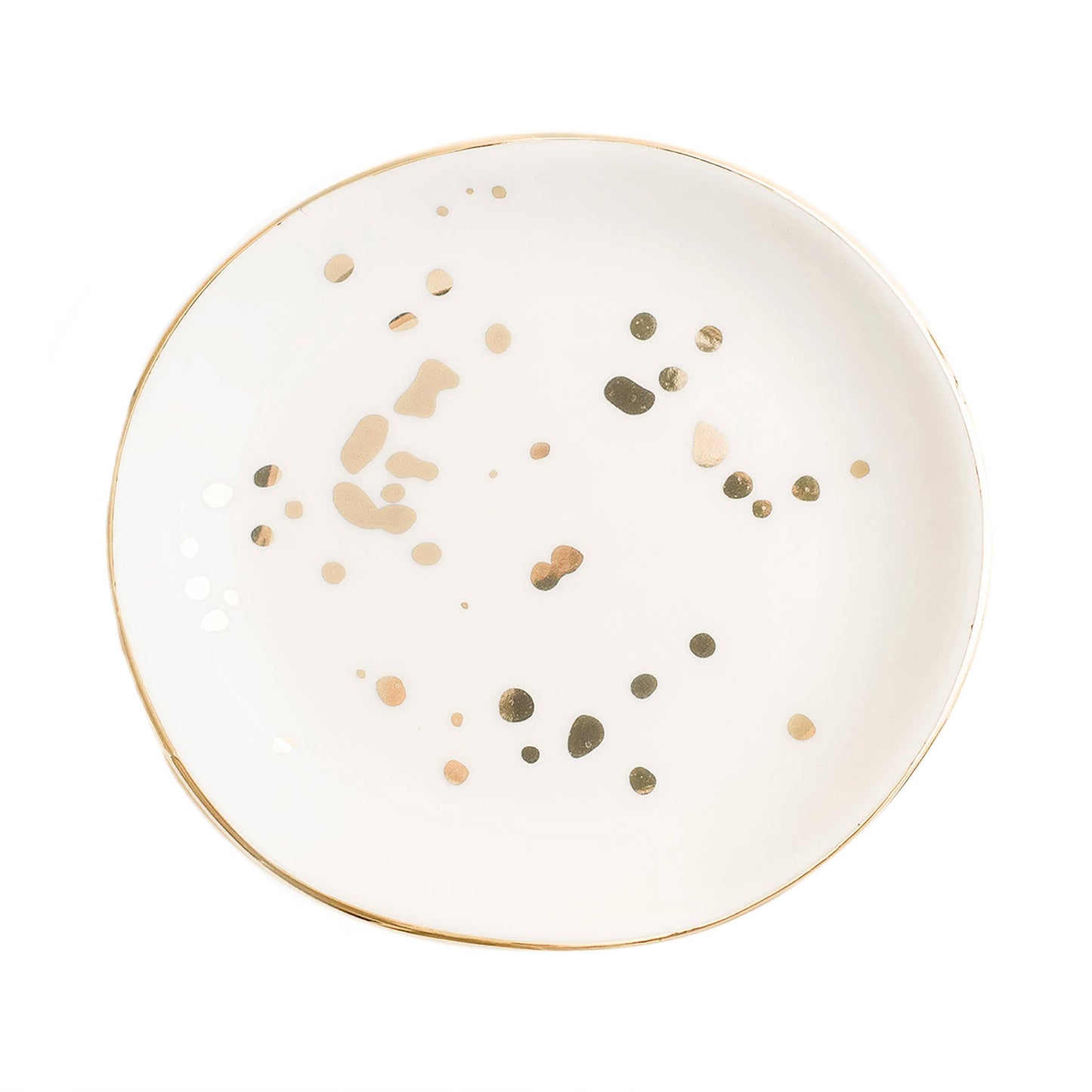 Speckled Jewelry Dish - White and Gold Foil