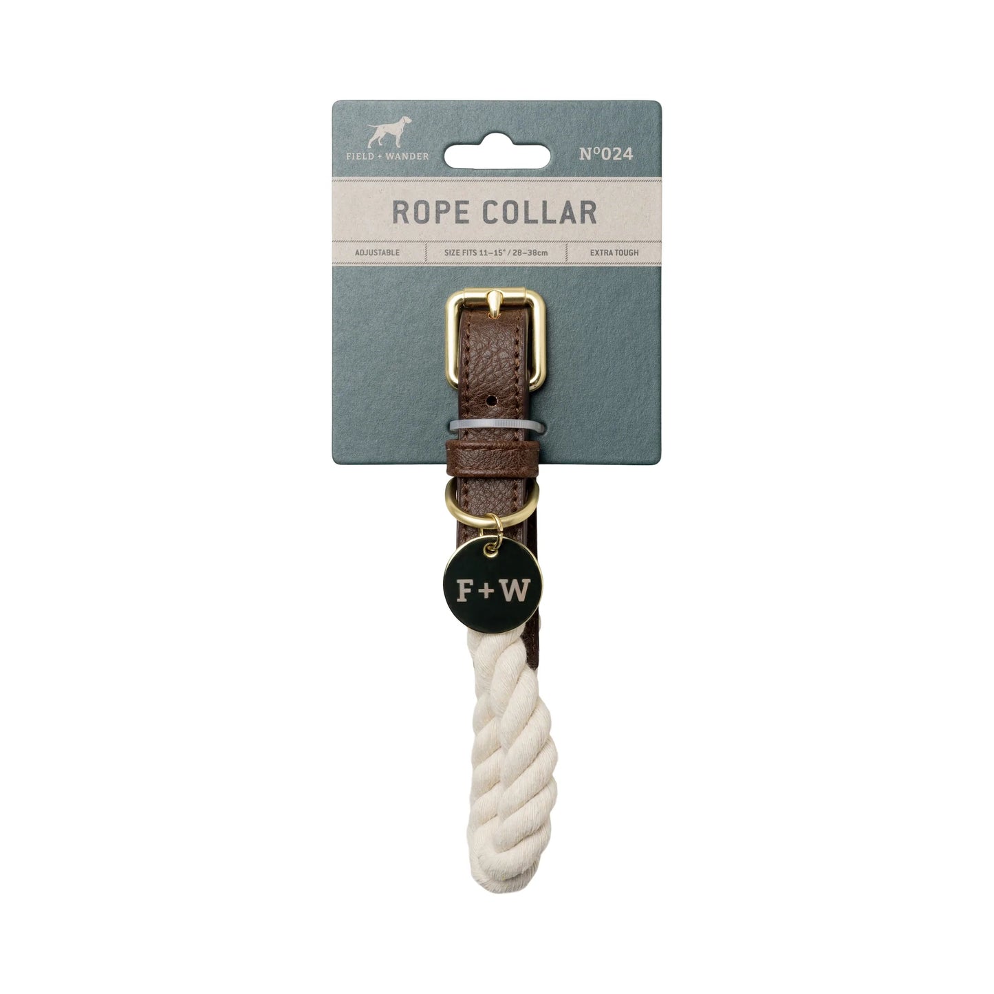 Small Rope Dog Collar, Cream