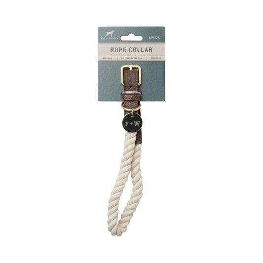 Large Rope Dog Collar, Cream