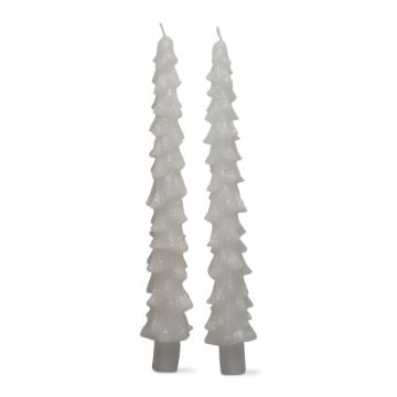 Spruce Taper Candle, Set of 2, White