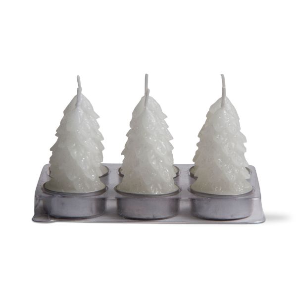 Spruce Tealight Candles, White, Set of 6