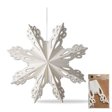 9" Snowflake Paper Hanging Decor, White